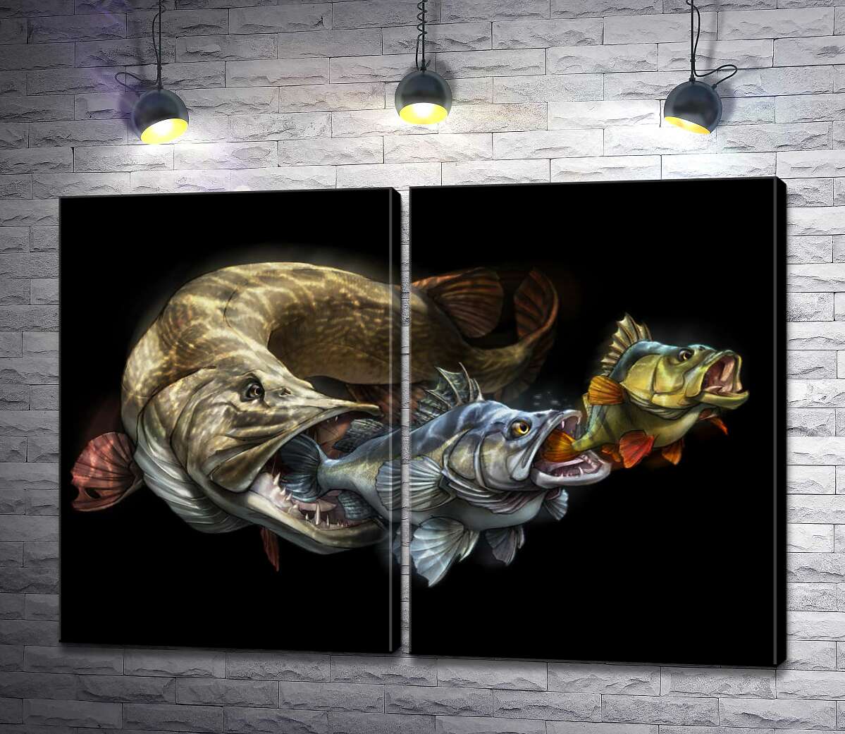 модульная картина Цепь питания рыб на постере к программе "Savage Gear Fish"