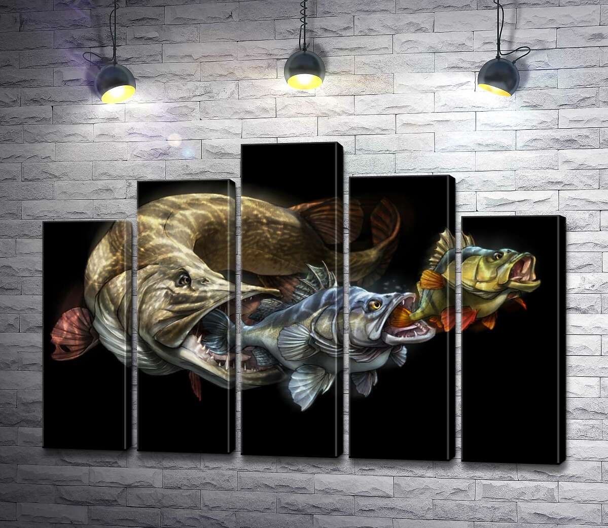 модульная картина Цепь питания рыб на постере к программе "Savage Gear Fish" (Модуль №29)