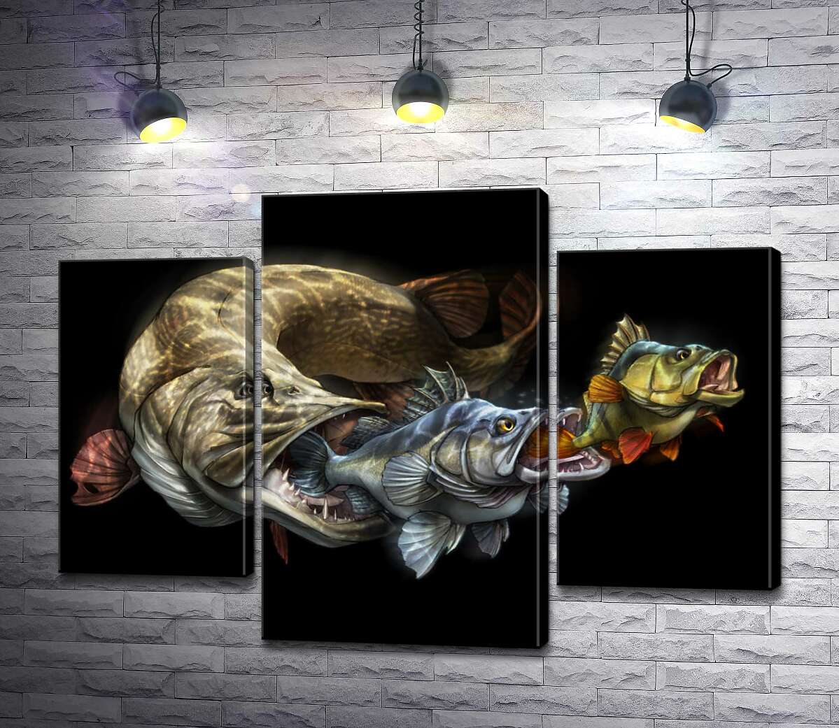 модульная картина Цепь питания рыб на постере к программе "Savage Gear Fish" (Модуль №10)