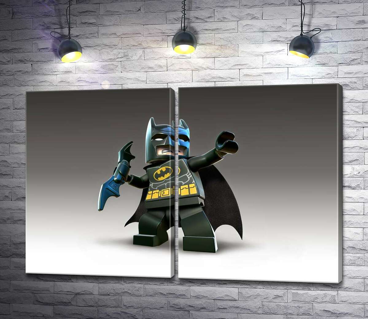 модульная картина Лего Бэтмен (Batman) с оружием, электронным бетарангом