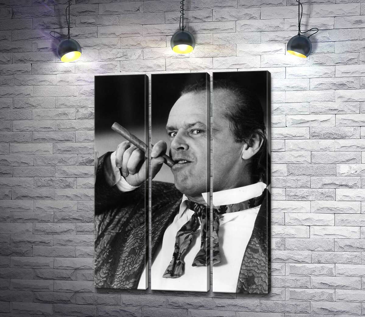 модульная картина Актер Джек Николсон (Jack Nicholson) позирует с сигарой на черно-белом снимке
