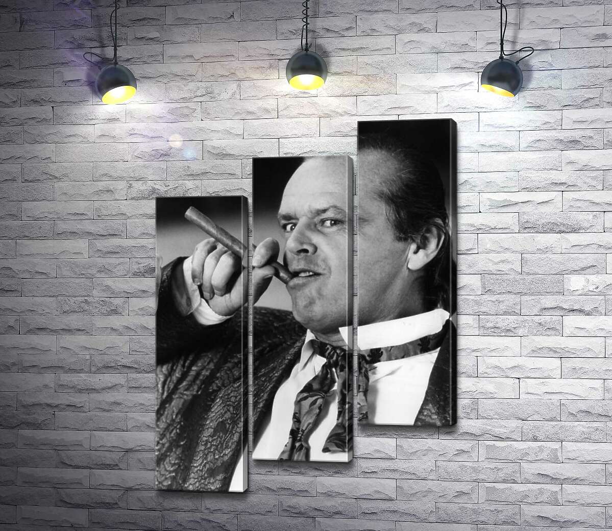 модульная картина Актер Джек Николсон (Jack Nicholson) позирует с сигарой на черно-белом снимке (Модуль №14)