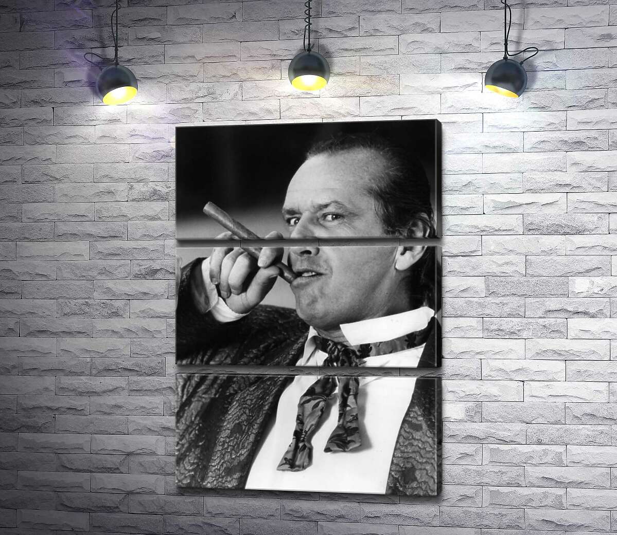 модульная картина Актер Джек Николсон (Jack Nicholson) позирует с сигарой на черно-белом снимке (Модуль №15)