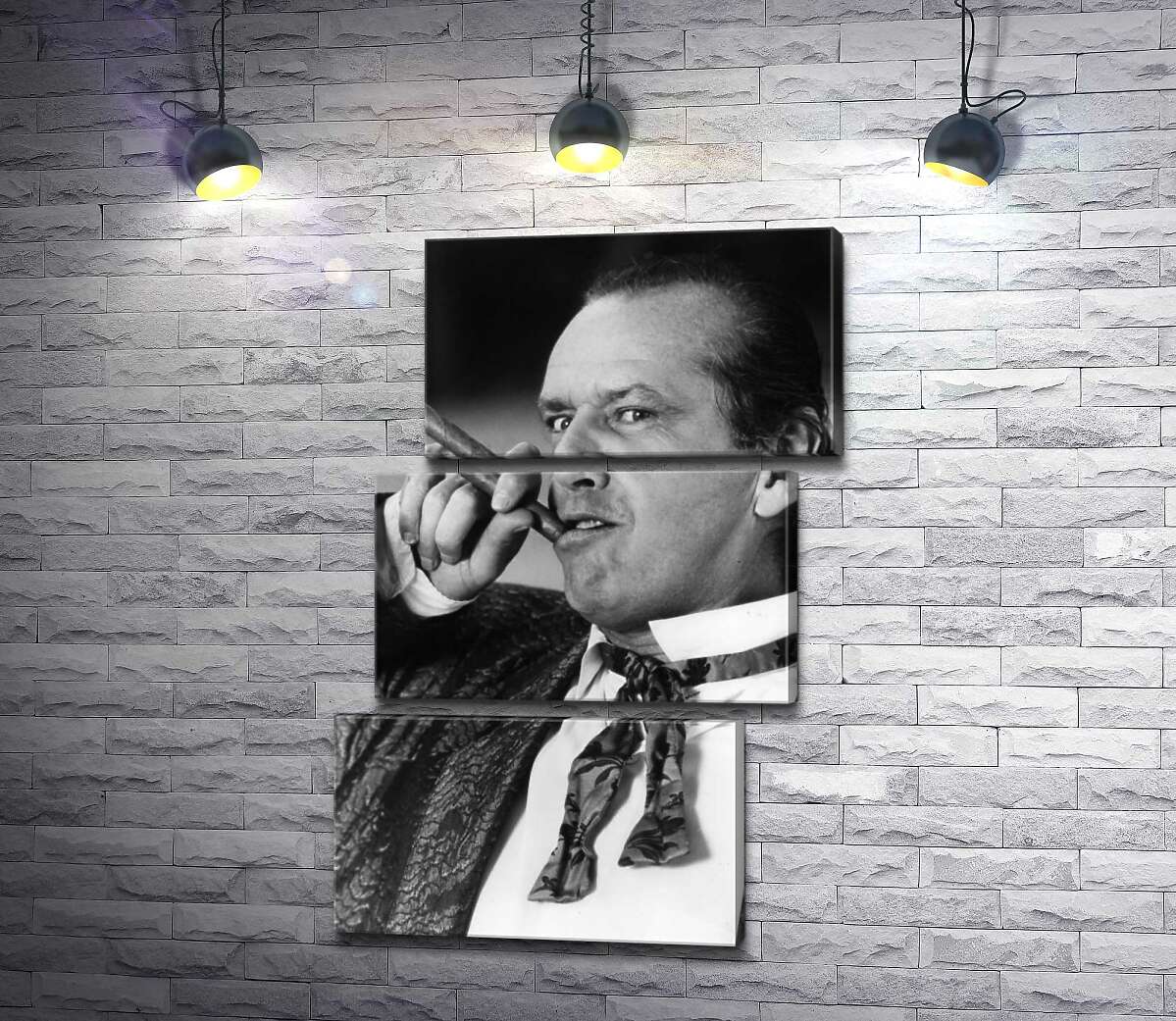 модульна картина Актор Джек Ніколсон (Jack Nicholson) позує із сигарою на чорно-білому знімку (Модуль №17)