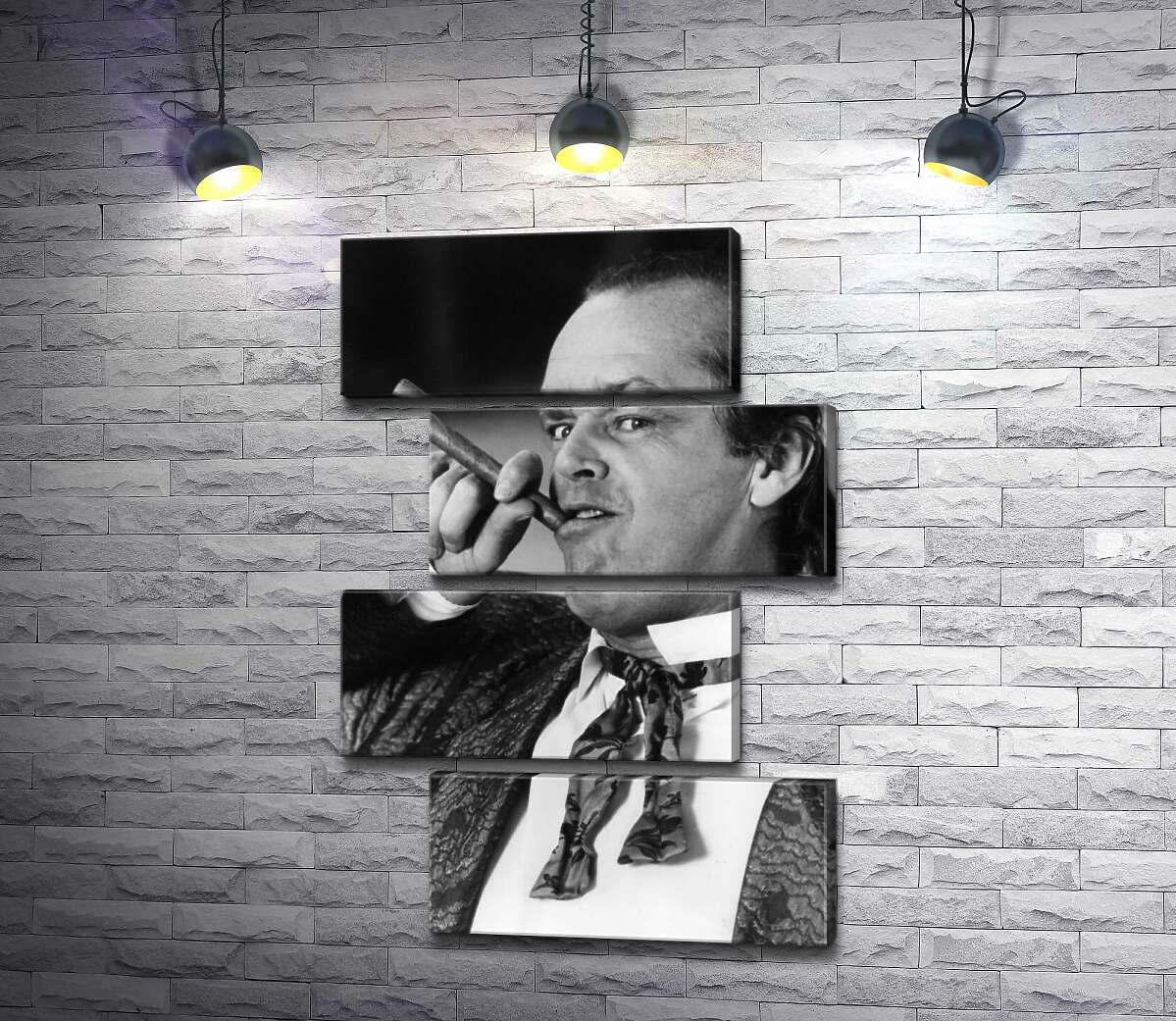 модульна картина Актор Джек Ніколсон (Jack Nicholson) позує із сигарою на чорно-білому знімку (Модуль №23)