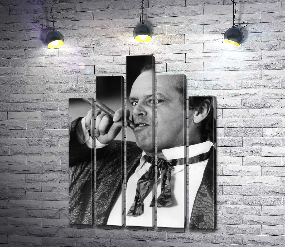 модульна картина Актор Джек Ніколсон (Jack Nicholson) позує із сигарою на чорно-білому знімку (Модуль №29)