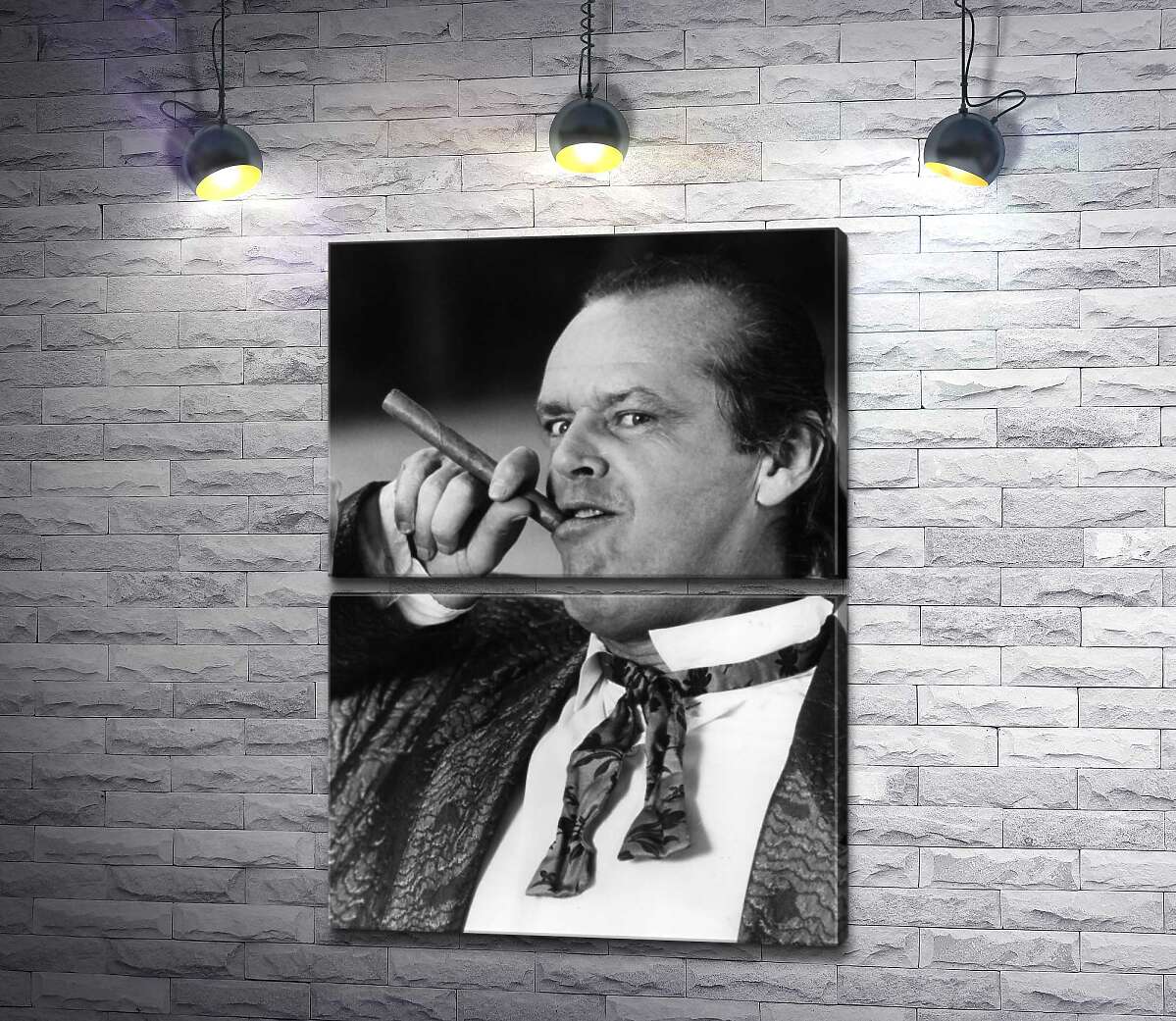 модульна картина Актор Джек Ніколсон (Jack Nicholson) позує із сигарою на чорно-білому знімку (Модуль №7)