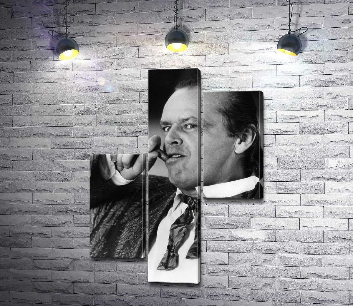 модульна картина Актор Джек Ніколсон (Jack Nicholson) позує із сигарою на чорно-білому знімку (Модуль №12)