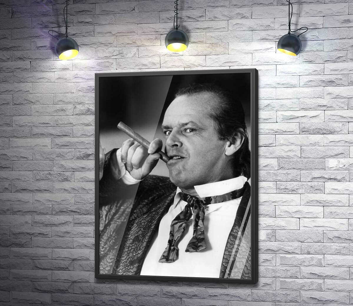 постер Актер Джек Николсон (Jack Nicholson) позирует с сигарой на черно-белом снимке