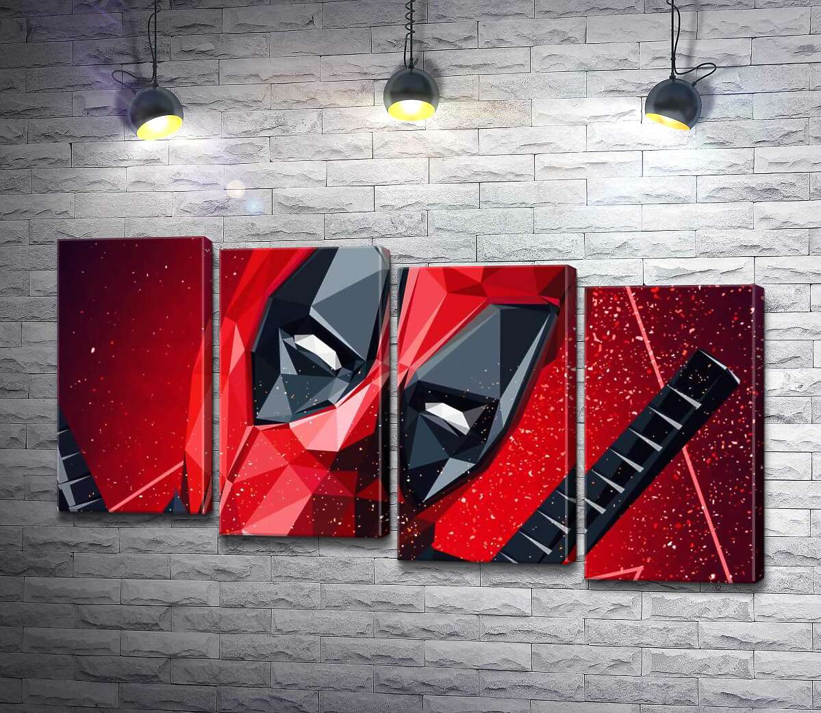 модульна картина Портрет Дедпула (Deadpool) в техніці papercraft (Модуль №19)