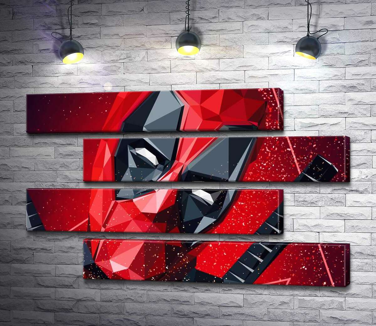 модульна картина Портрет Дедпула (Deadpool) в техніці papercraft (Модуль №23)