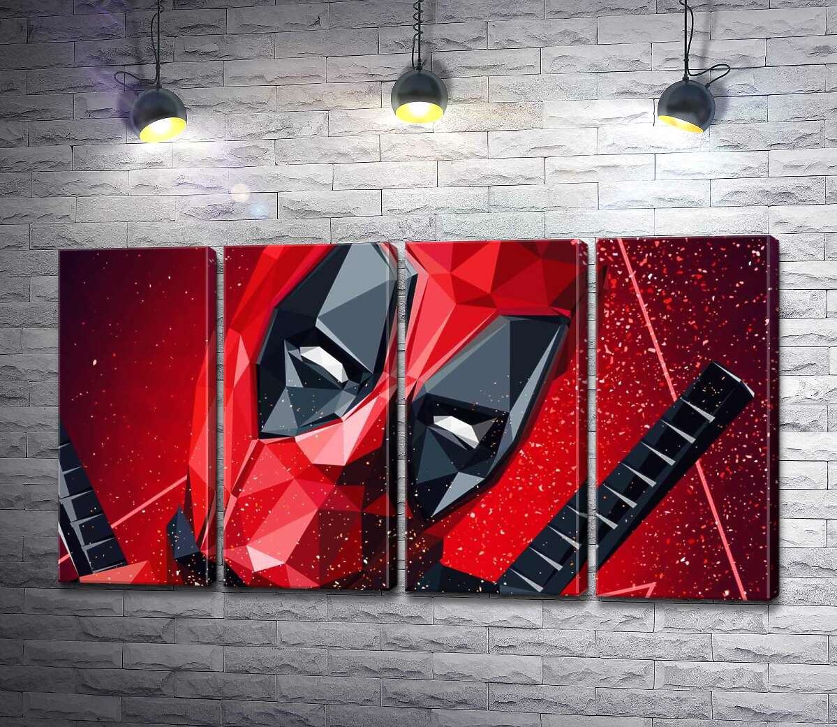 модульна картина Портрет Дедпула (Deadpool) в техніці papercraft (Модуль №24)