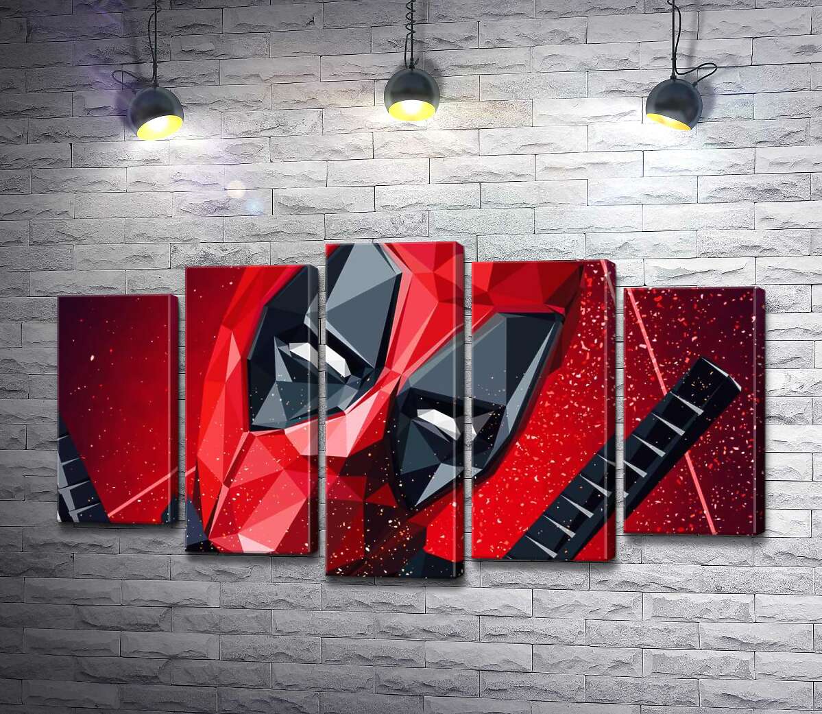 модульная картина Портрет Дэдпула (Deadpool) в технике papercraft (Модуль №4)