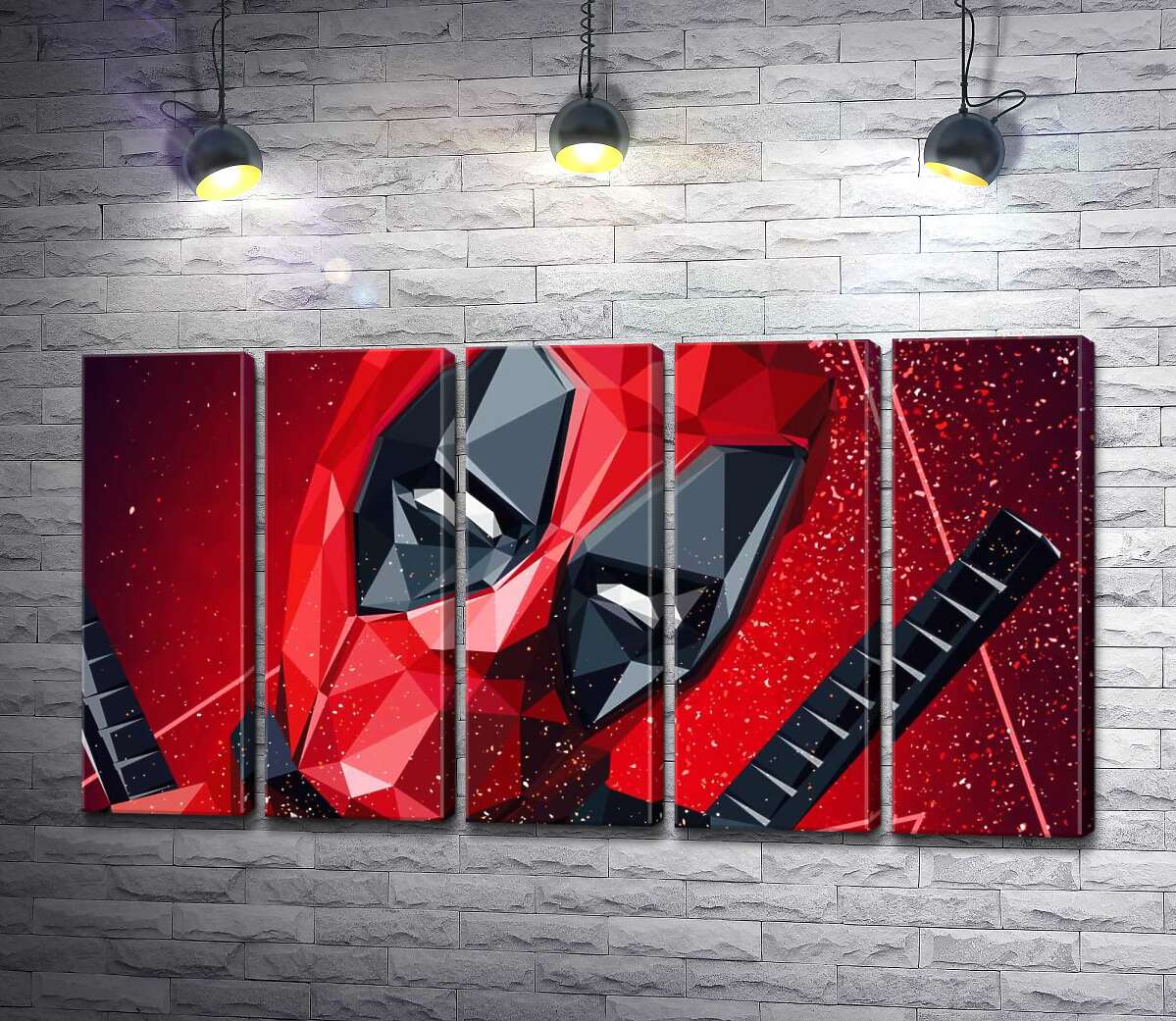 модульна картина Портрет Дедпула (Deadpool) в техніці papercraft (Модуль №26)