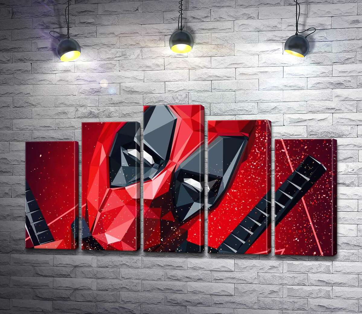 модульна картина Портрет Дедпула (Deadpool) в техніці papercraft (Модуль №29)