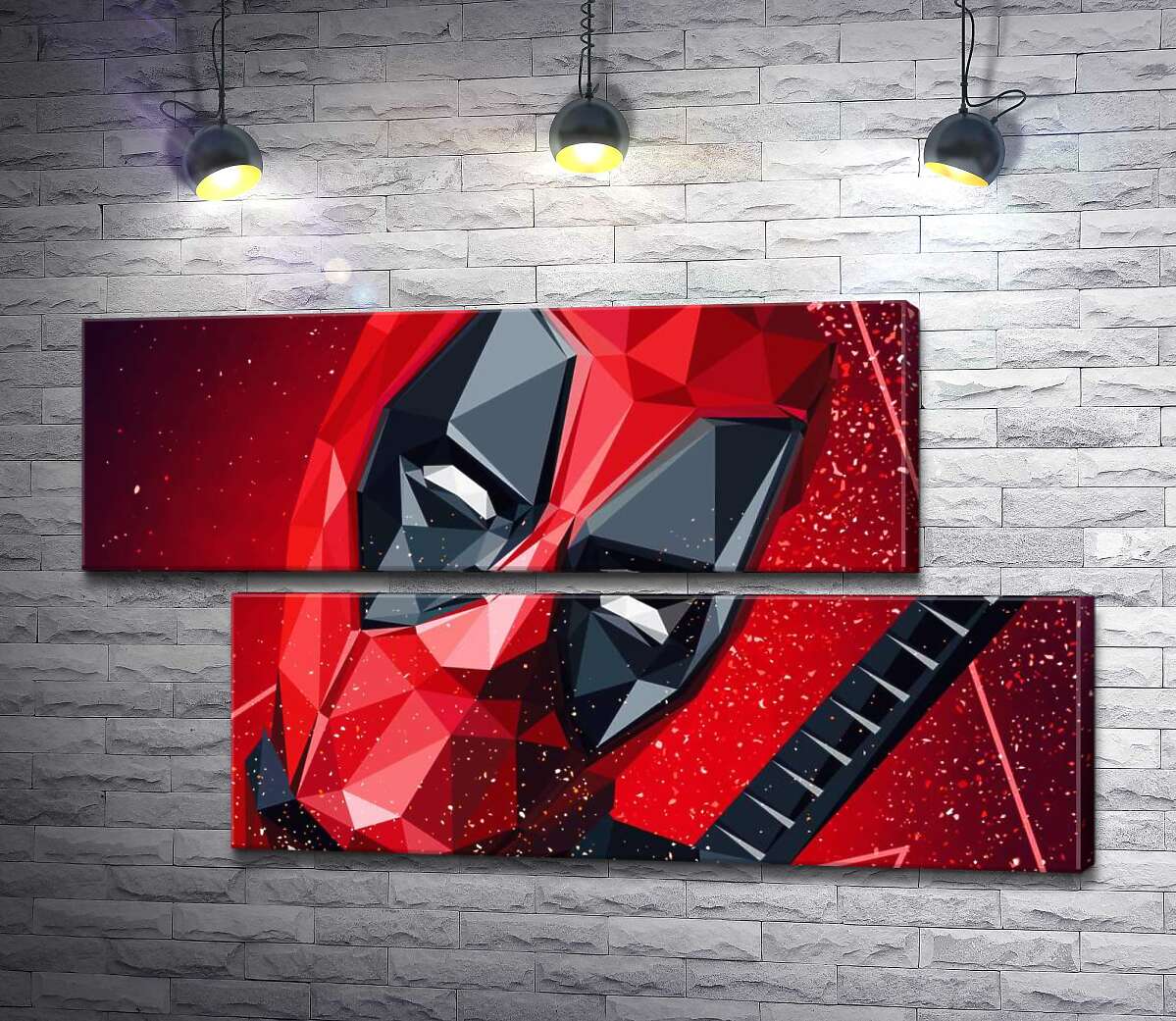 модульная картина Портрет Дэдпула (Deadpool) в технике papercraft (Модуль №8)