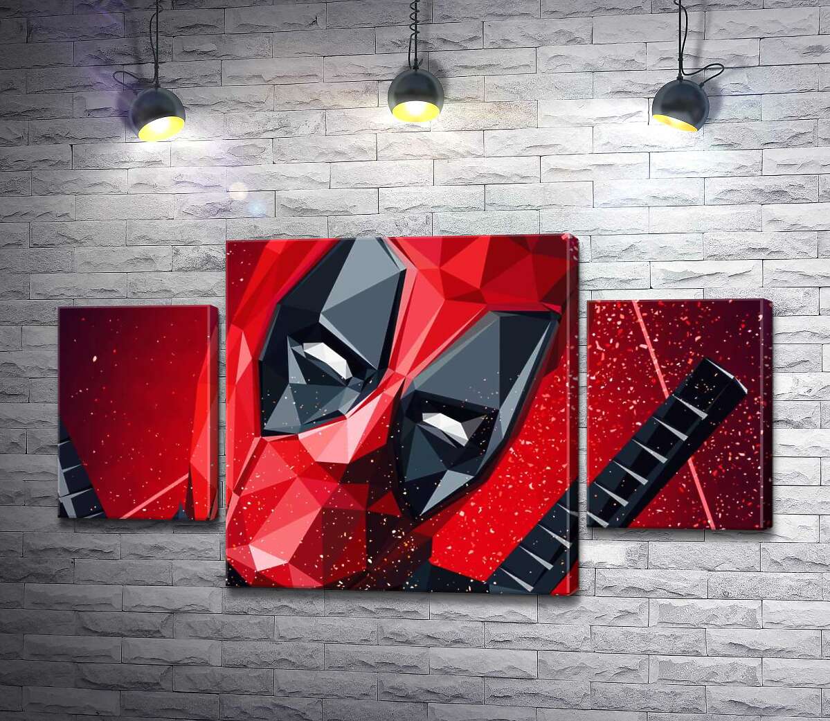модульна картина Портрет Дедпула (Deadpool) в техніці papercraft (Модуль №5)
