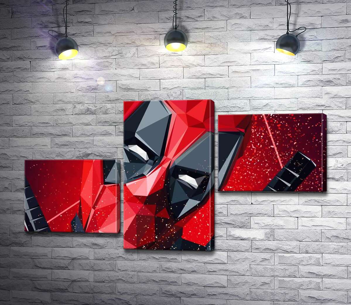 модульная картина Портрет Дэдпула (Deadpool) в технике papercraft (Модуль №12)