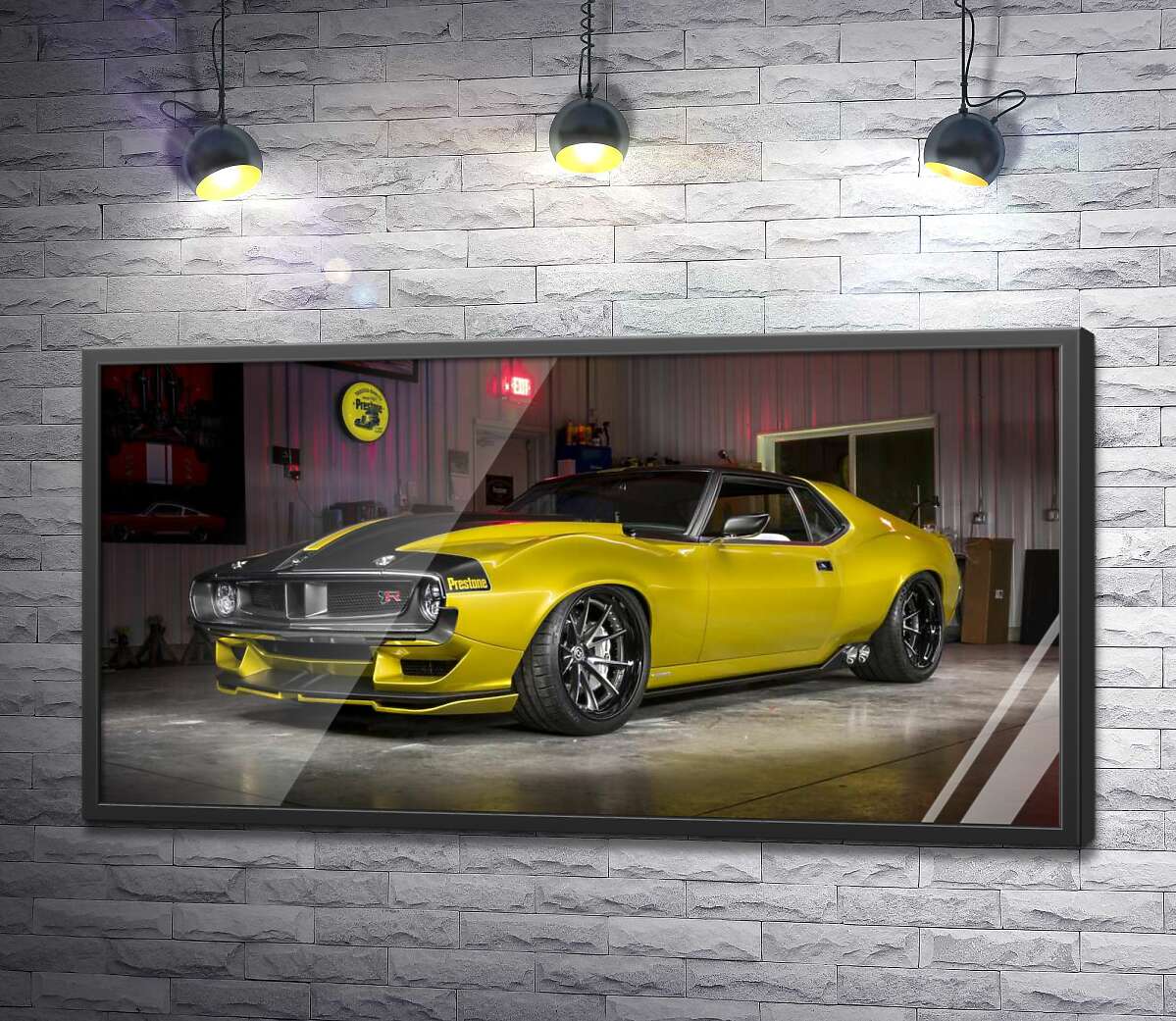 постер Жовтий автомобіль 1972 року серії Javelin AMC