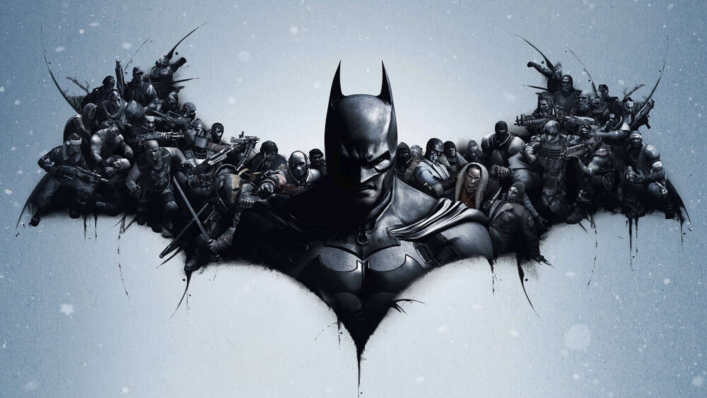 картина-постер Грізний Бетмен (Batman) з крилами-силуетами вояків