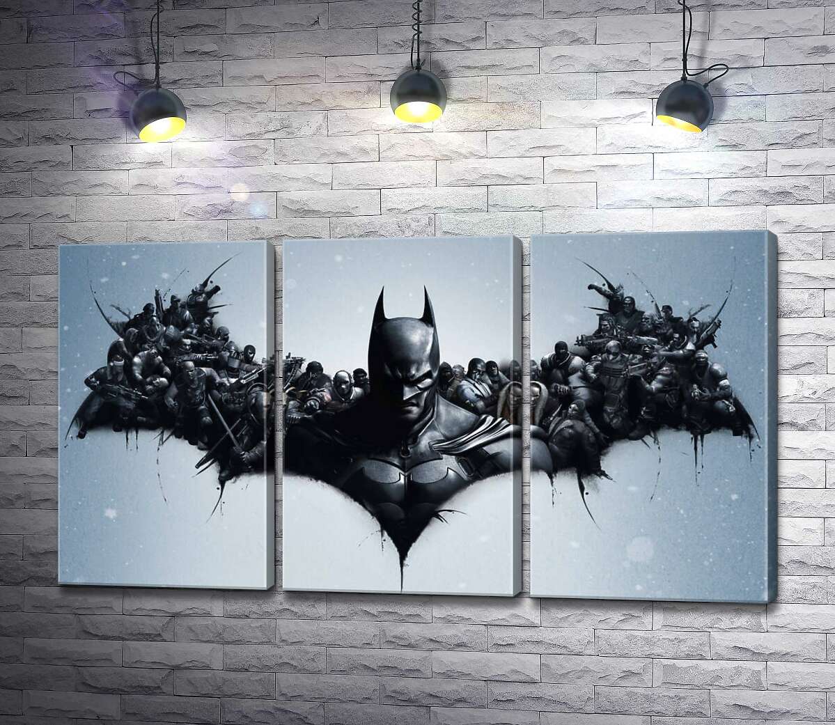 модульна картина Грізний Бетмен (Batman) з крилами-силуетами вояків
