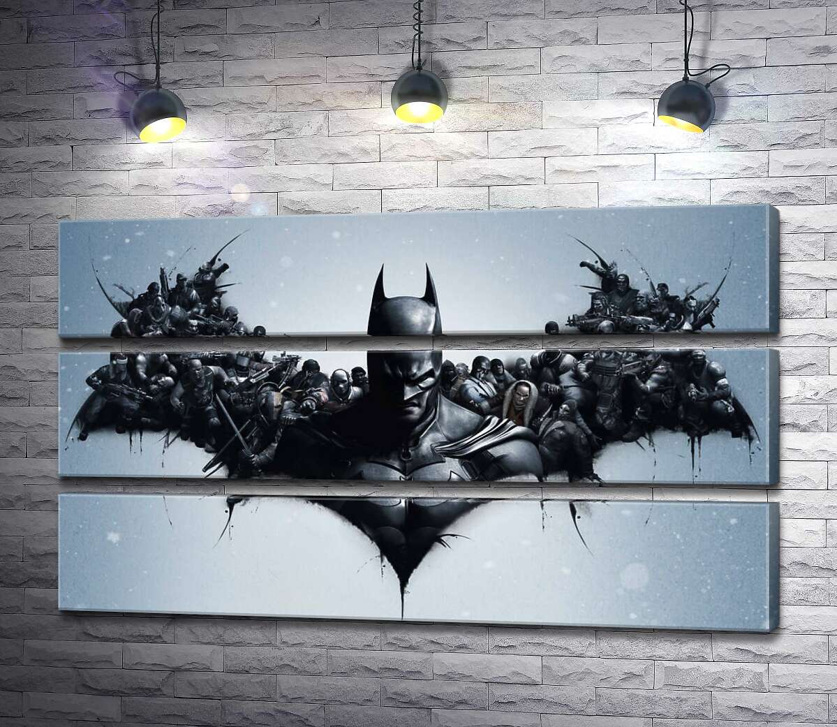 модульная картина Грозный Бэтмен (Batman) с крыльями-силуэтами воинов (Модуль №15)