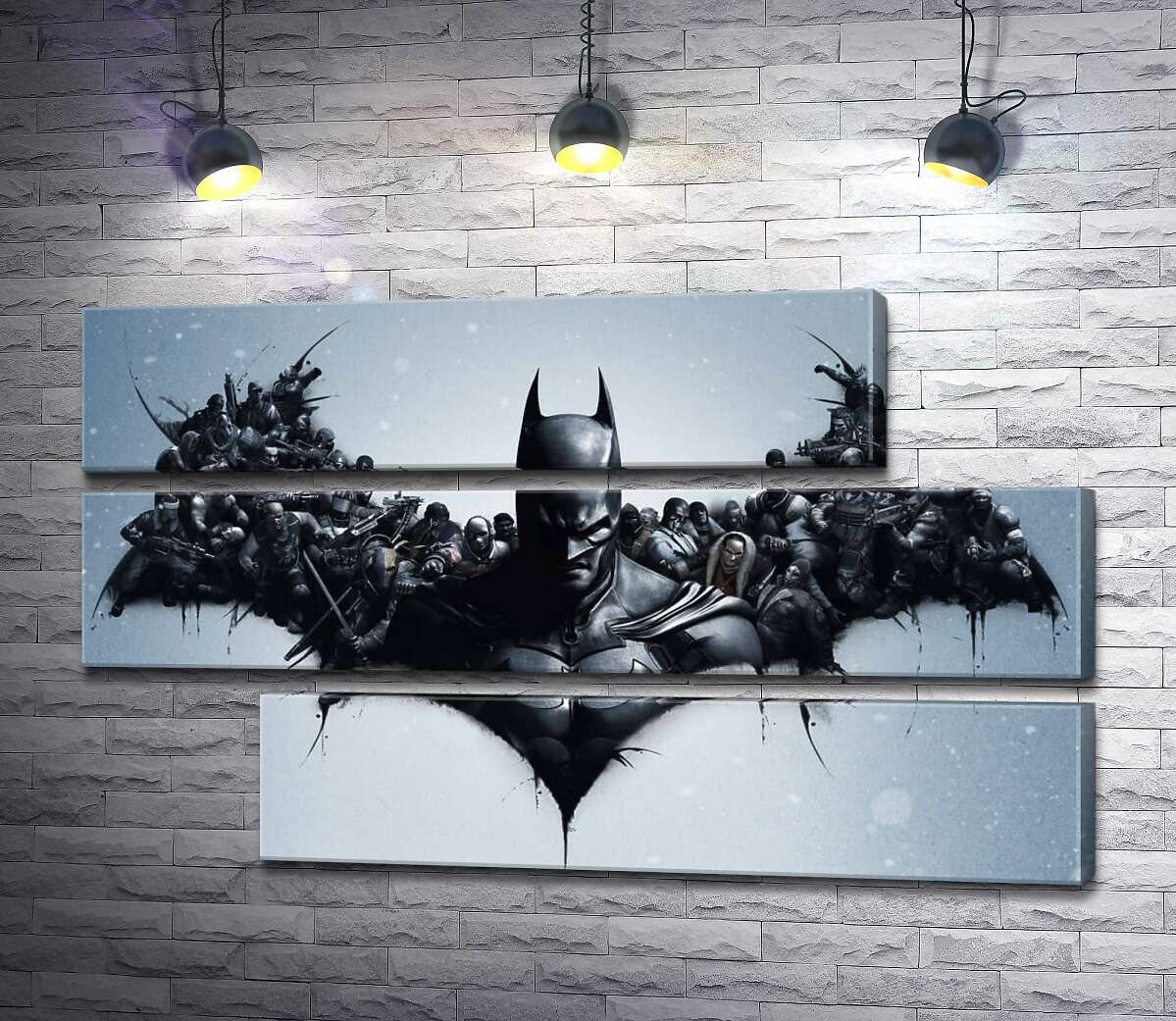 модульная картина Грозный Бэтмен (Batman) с крыльями-силуэтами воинов (Модуль №16)