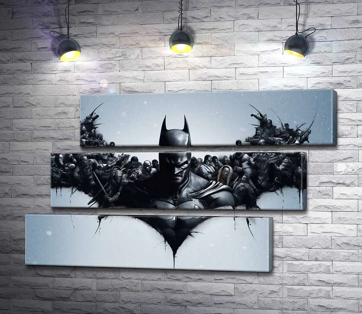 модульна картина Грізний Бетмен (Batman) з крилами-силуетами вояків (Модуль №17)