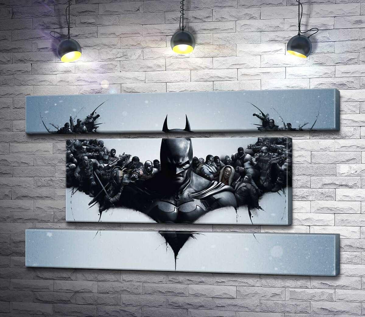 модульная картина Грозный Бэтмен (Batman) с крыльями-силуэтами воинов (Модуль №18)