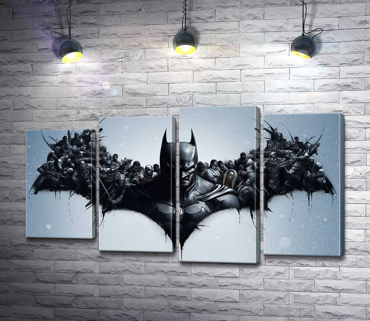 модульна картина Грізний Бетмен (Batman) з крилами-силуетами вояків (Модуль №3)