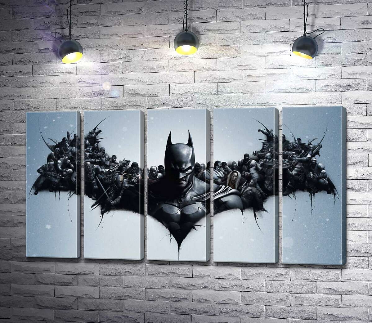 модульна картина Грізний Бетмен (Batman) з крилами-силуетами вояків (Модуль №26)
