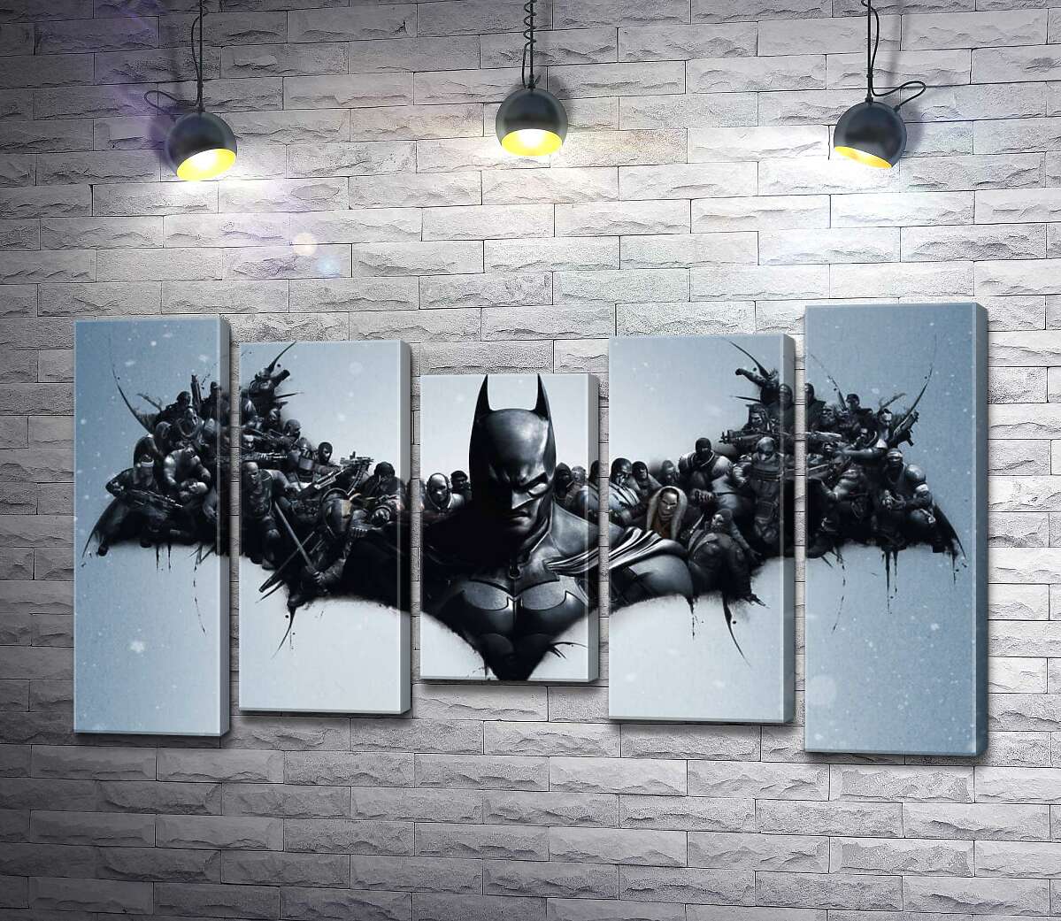 модульная картина Грозный Бэтмен (Batman) с крыльями-силуэтами воинов (Модуль №27)