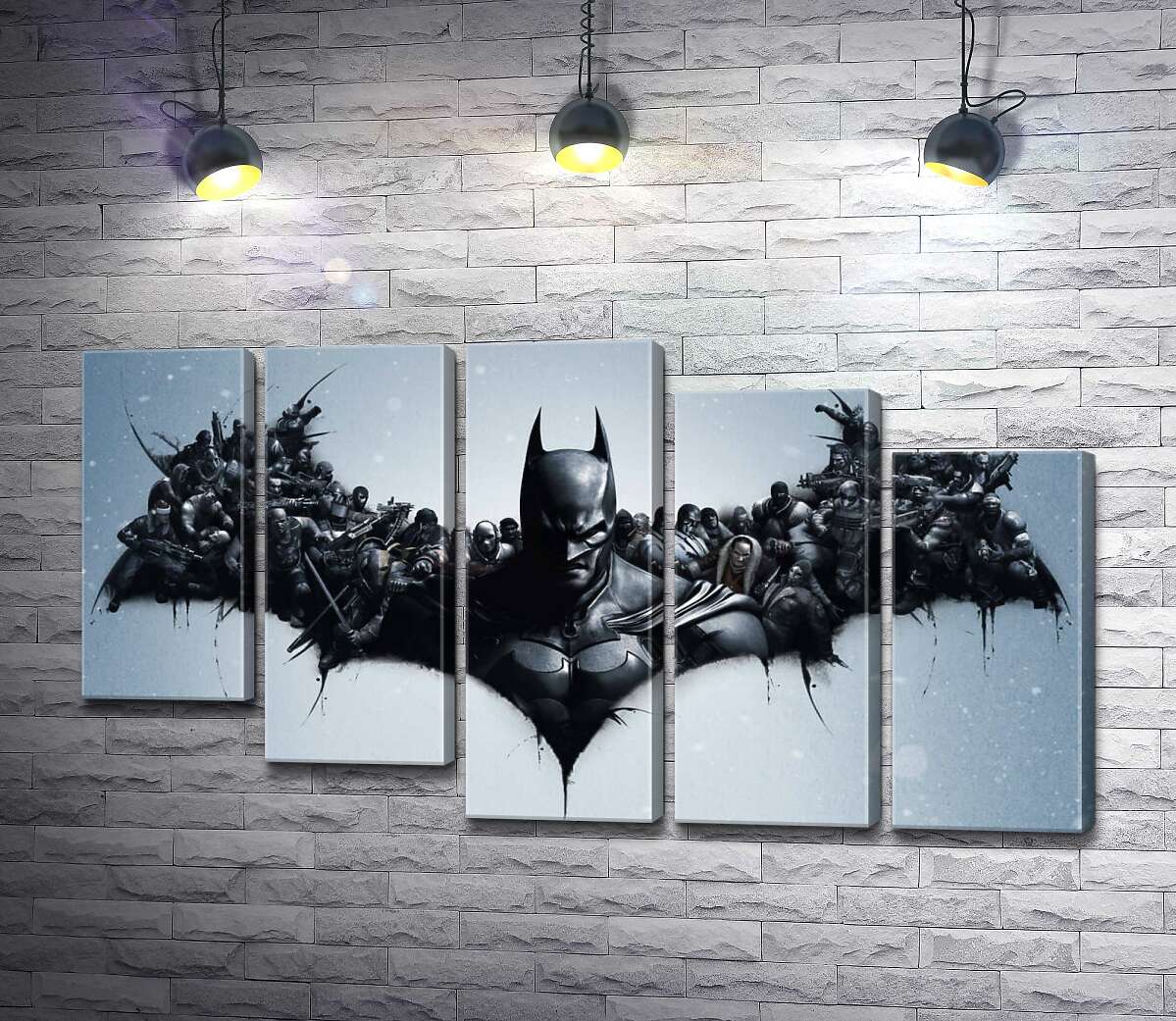 модульна картина Грізний Бетмен (Batman) з крилами-силуетами вояків (Модуль №28)