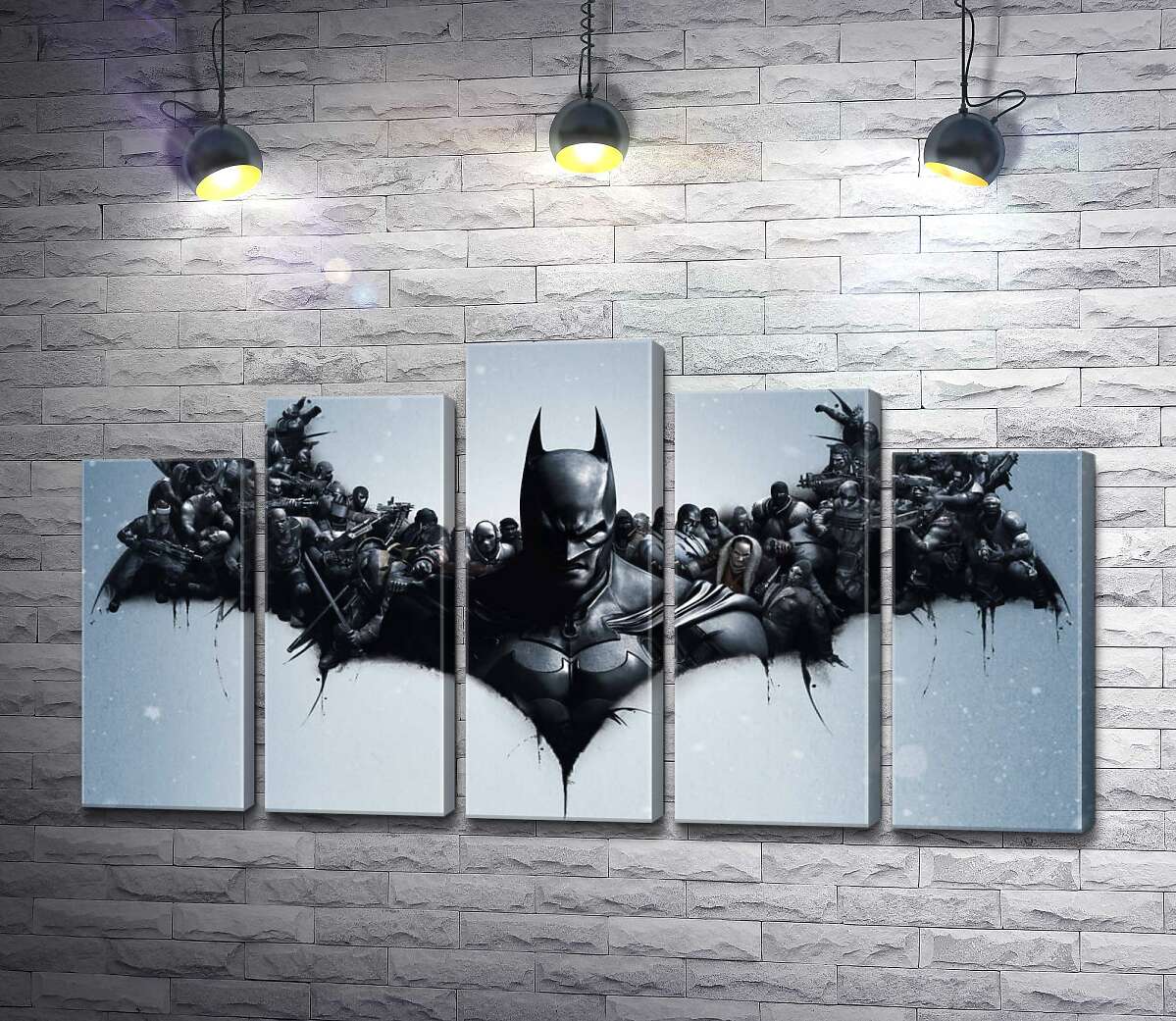модульна картина Грізний Бетмен (Batman) з крилами-силуетами вояків (Модуль №29)