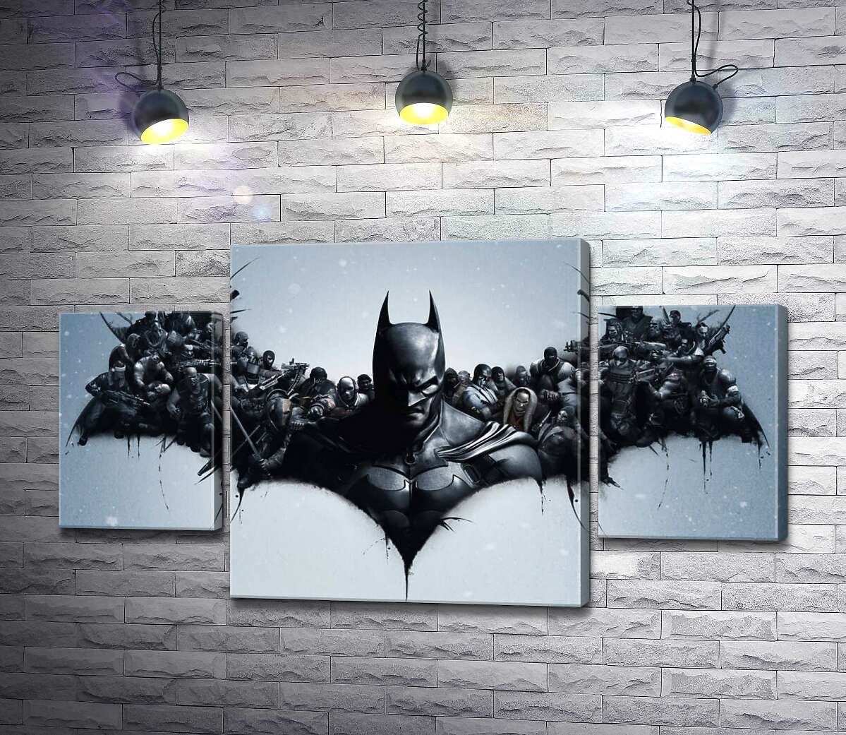 модульная картина Грозный Бэтмен (Batman) с крыльями-силуэтами воинов (Модуль №5)