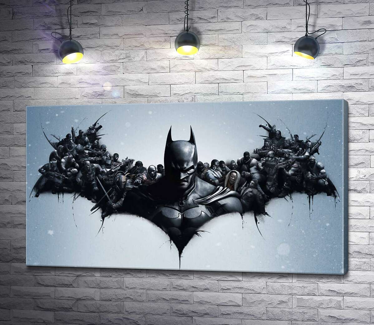 картина Грозный Бэтмен (Batman) с крыльями-силуэтами воинов