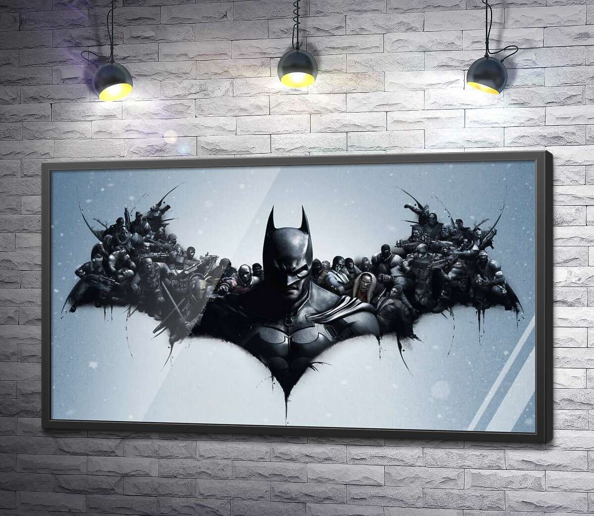 постер Грозный Бэтмен (Batman) с крыльями-силуэтами воинов