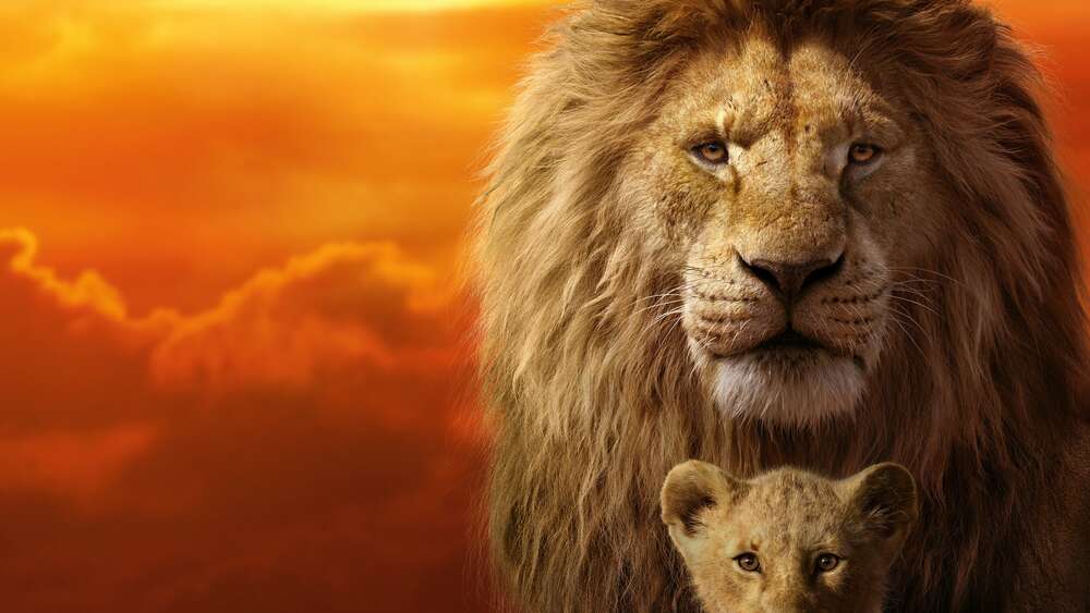 картина-постер Король-лев, Муфаса, та його син, Сімба, на постері до фільму "Король-лев" (The Lion King)