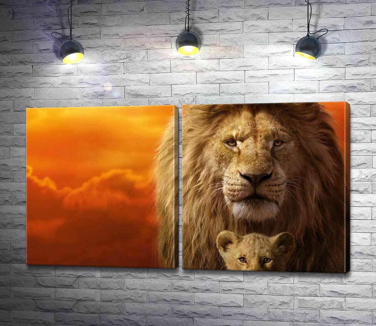 модульна картина Король-лев, Муфаса, та його син, Сімба, на постері до фільму "Король-лев" (The Lion King)