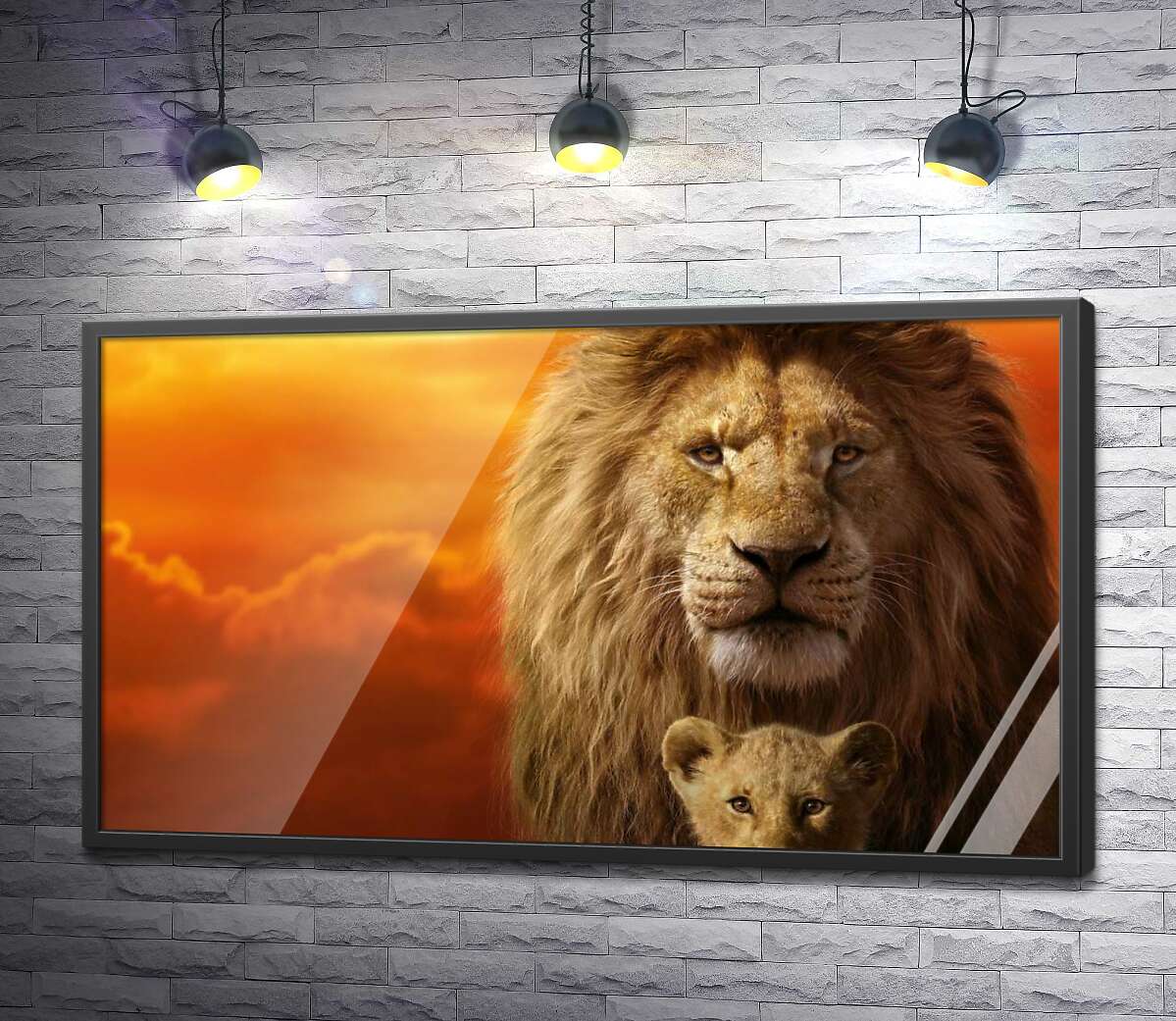 постер Король-лев, Муфаса, и его сын, Симба, на постере к фильму "Король-лев" (The Lion King)