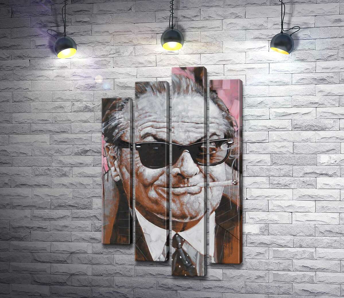 модульная картина Портрет улыбающегося Джека Николсона (Jack Nicholson) с сигаретой в зубах (Модуль №3)