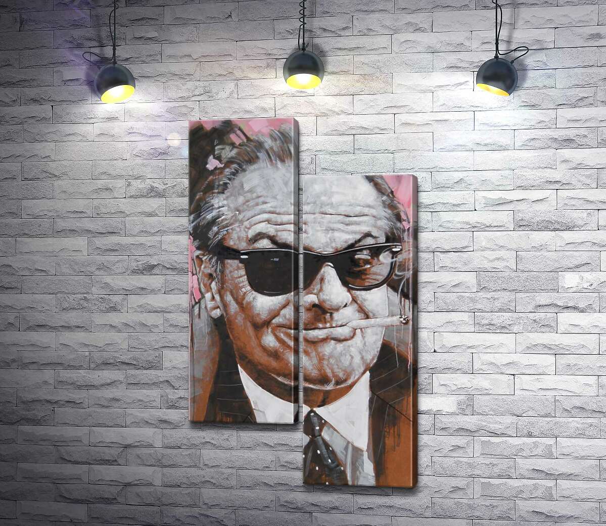 модульная картина Портрет улыбающегося Джека Николсона (Jack Nicholson) с сигаретой в зубах (Модуль №9)