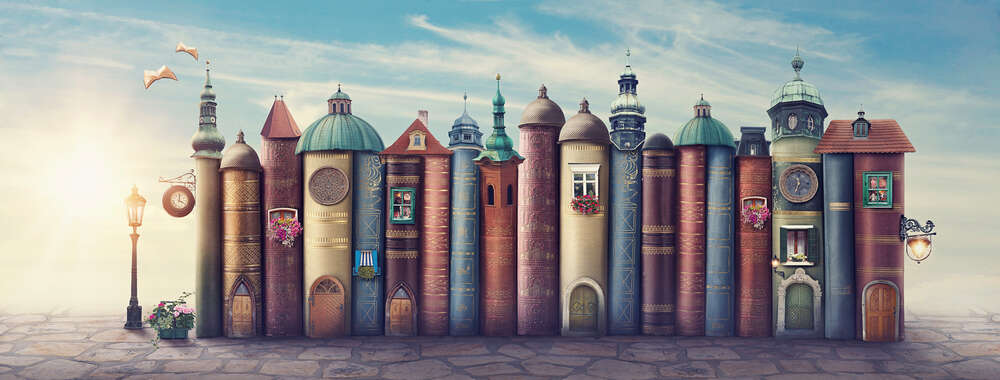 картина-постер Затишне місто книг