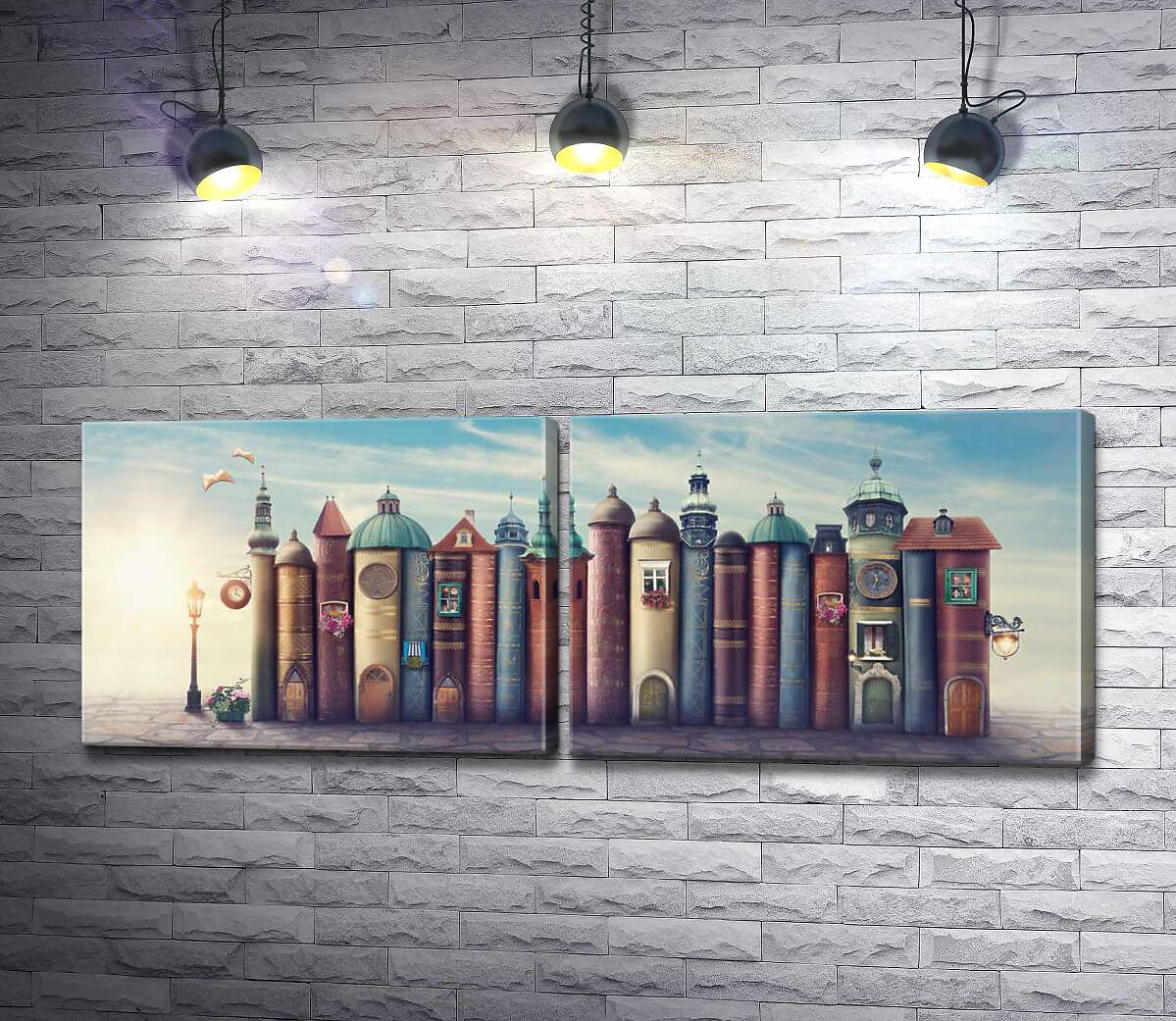 модульная картина Уютный город книг