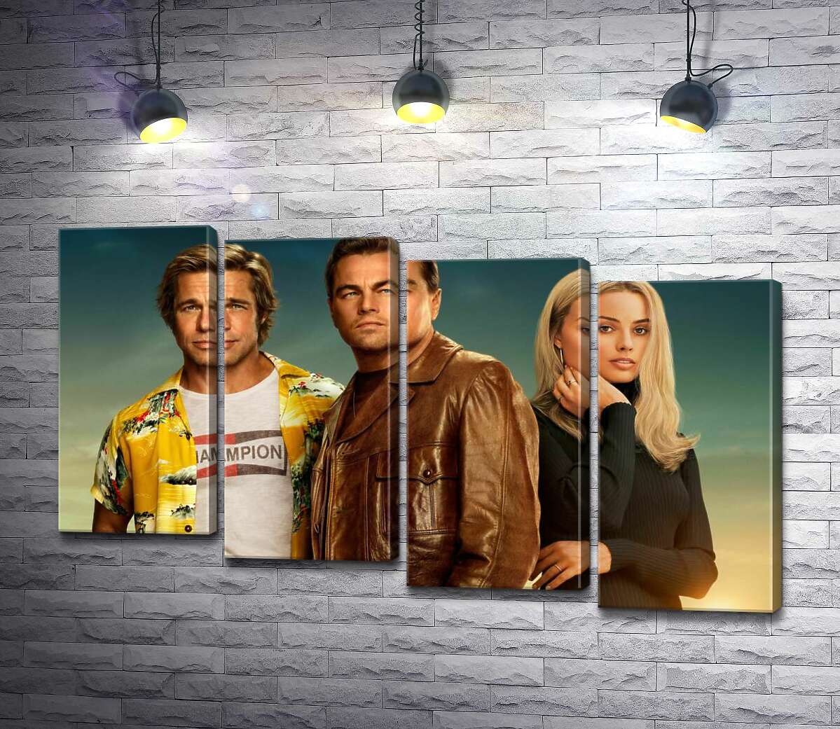 модульная картина Постер с героями фильма "Однажды в Голливуде" (Once Upon A Time In Hollywood) (Модуль №19)