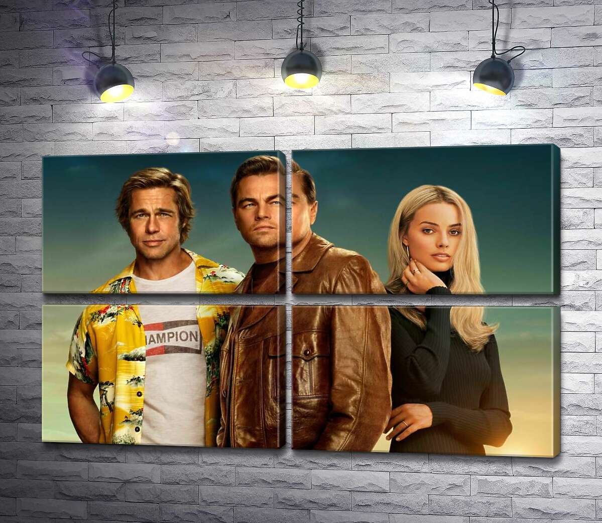 модульная картина Постер с героями фильма "Однажды в Голливуде" (Once Upon A Time In Hollywood) (Модуль №25)