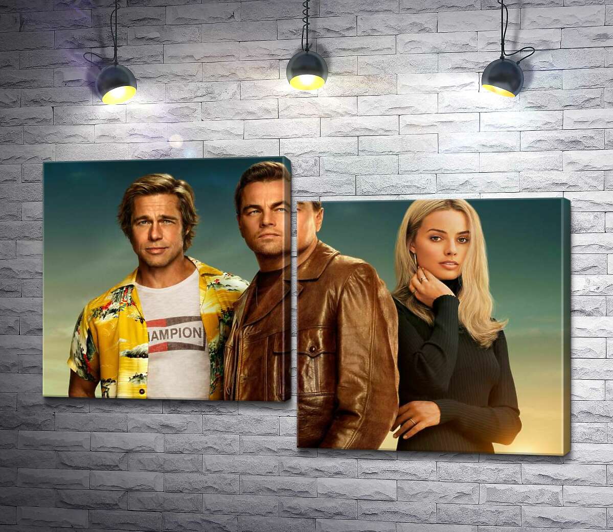 модульная картина Постер с героями фильма "Однажды в Голливуде" (Once Upon A Time In Hollywood) (Модуль №9)