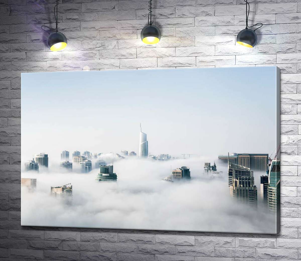 картина М'яке покривало туману опустилось на ранковий Дубай (Dubai)