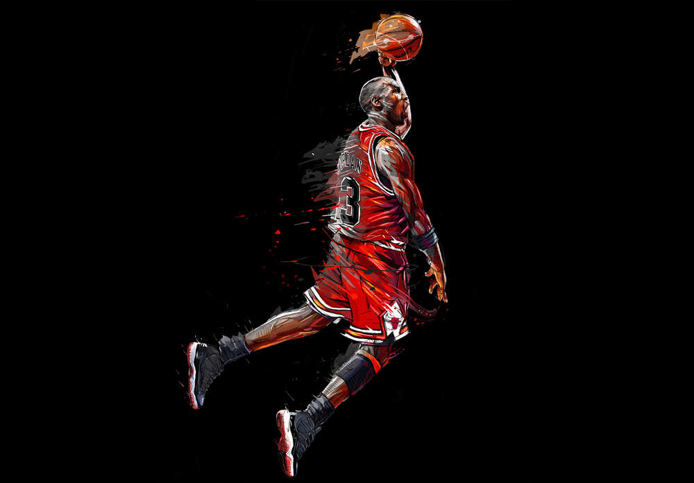 картина-постер Легендарный баскетболист, Майкл Джордан (Michael Jordan), в прыжке