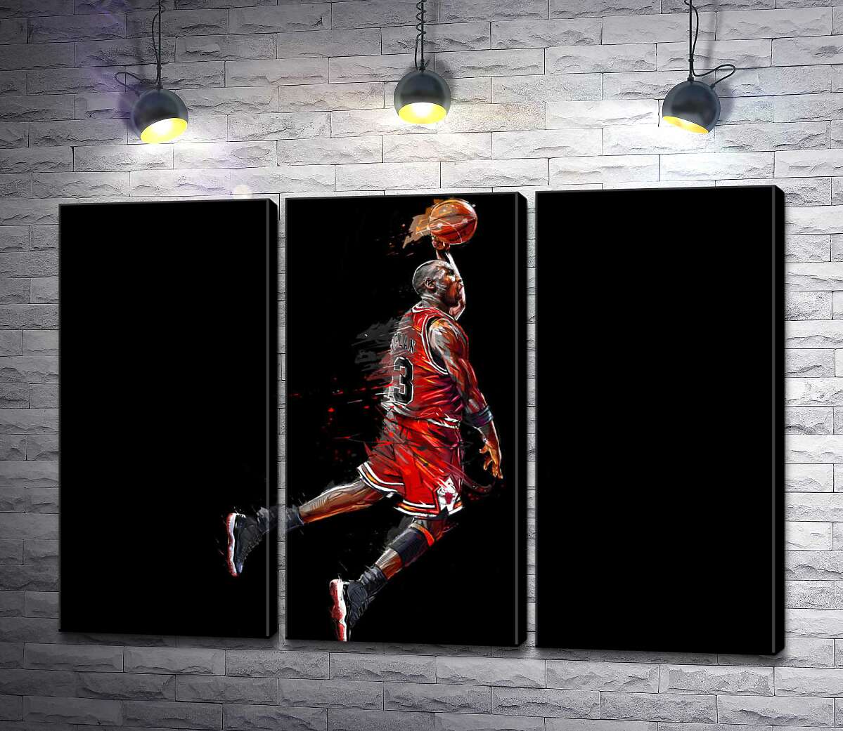 модульная картина Легендарный баскетболист, Майкл Джордан (Michael Jordan), в прыжке (Модуль №2)